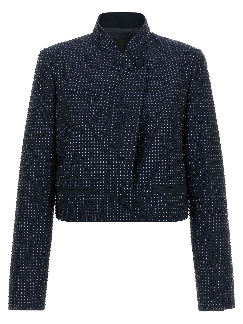 Blue Polyester Full-Length Jacket