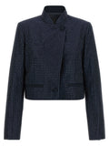 Blue Polyester Full-Length Jacket