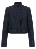 Blue Polyester Full-Length Jacket