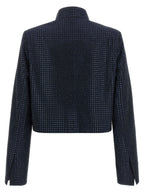 Blue Polyester Full-Length Jacket