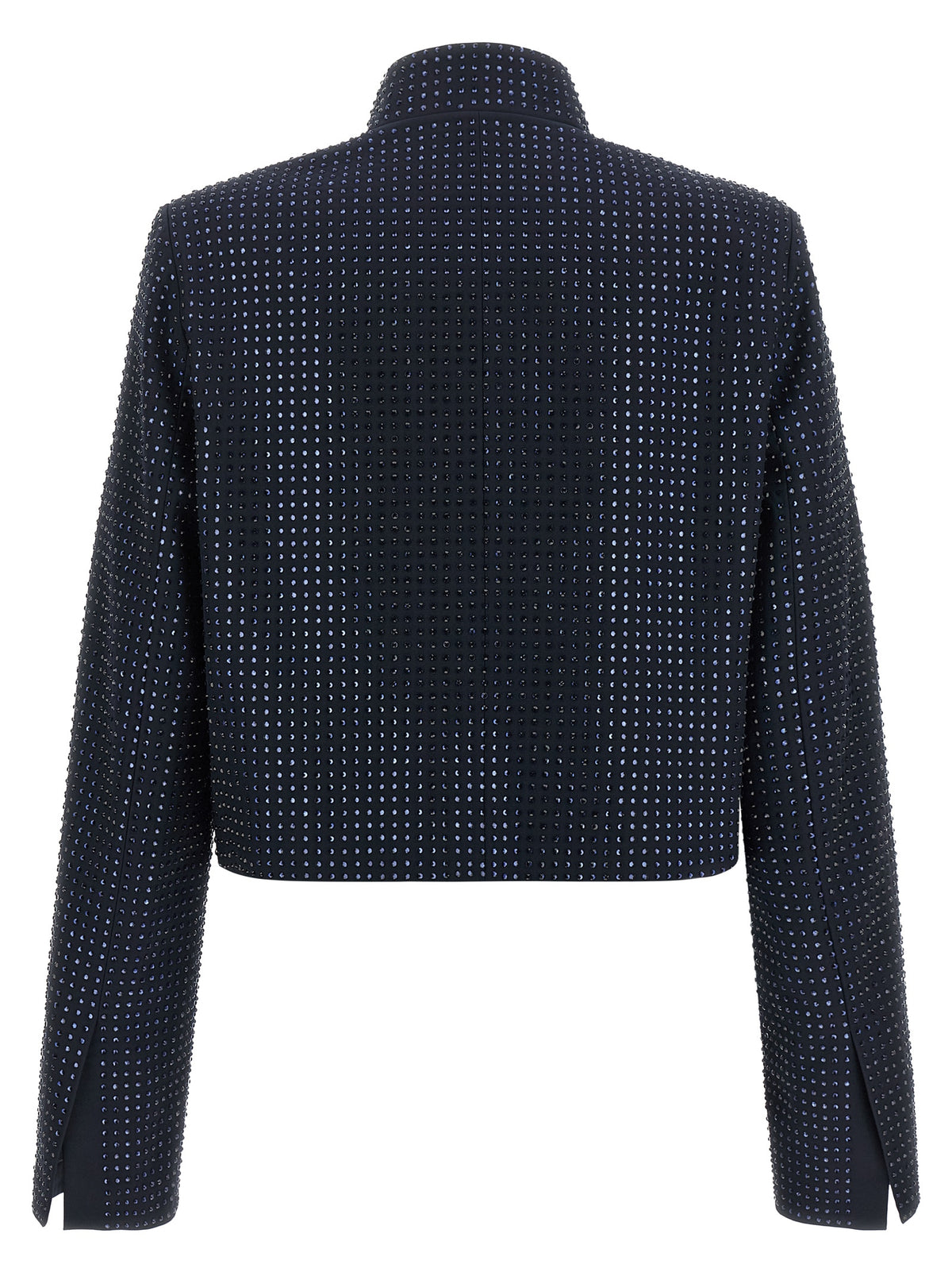 Blue Polyester Full-Length Jacket