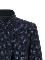 Blue Polyester Full-Length Jacket