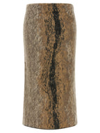 Brown Wool Midi Skirt