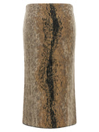 Brown Wool Midi Skirt