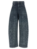 Blue Cotton High-Waisted Jean