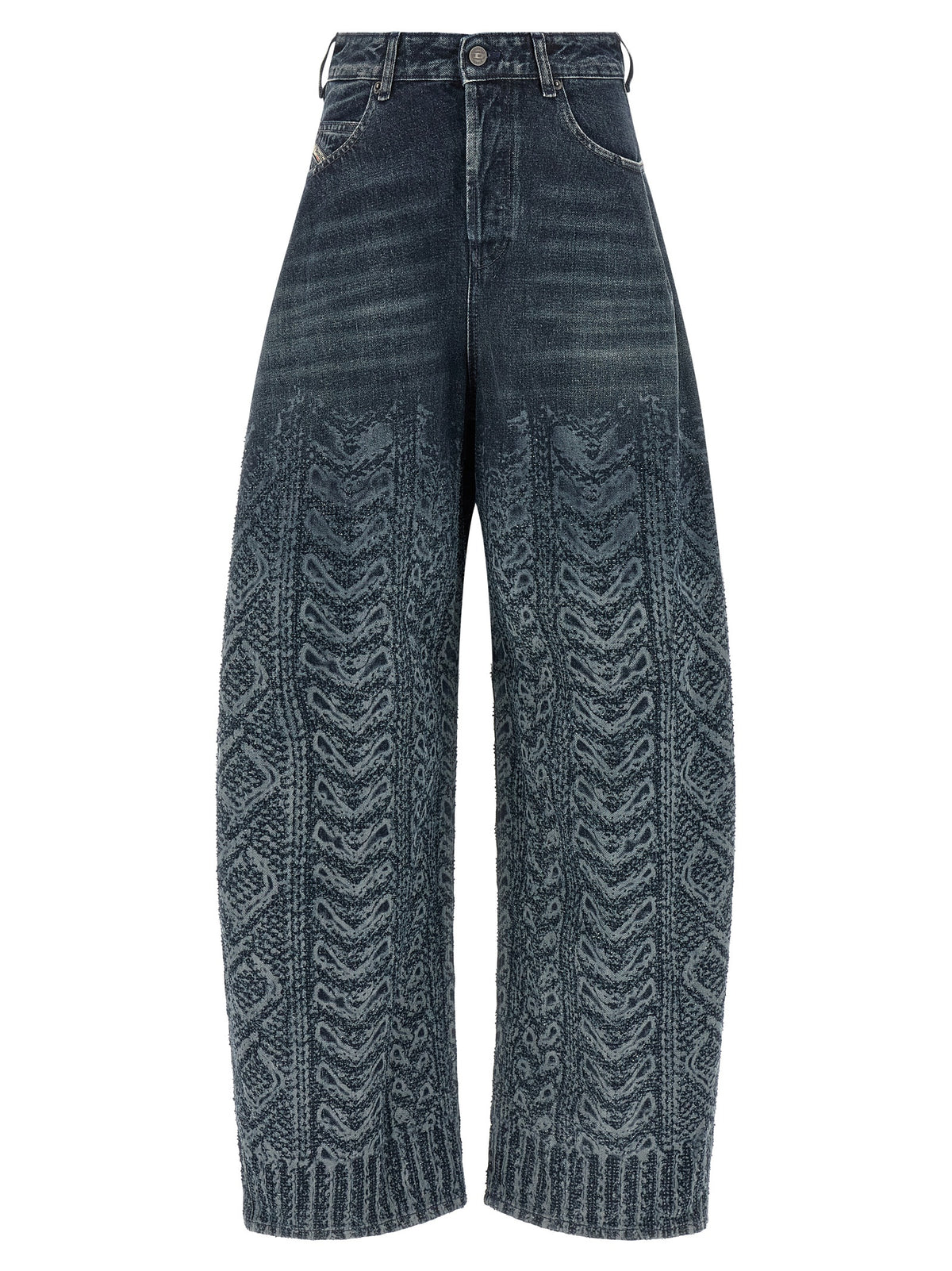 Blue Cotton High-Waisted Jean