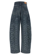 Blue Cotton High-Waisted Jean