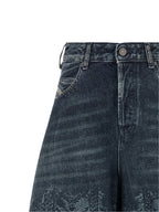 Blue Cotton High-Waisted Jean