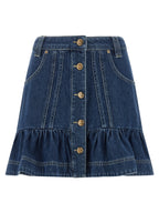 Blue Cotton Long Skirt