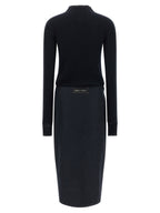 Blue Polyester Midi Dress