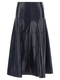 Blue Viscose Midi Skirt