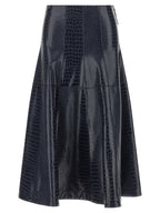 Blue Viscose Midi Skirt