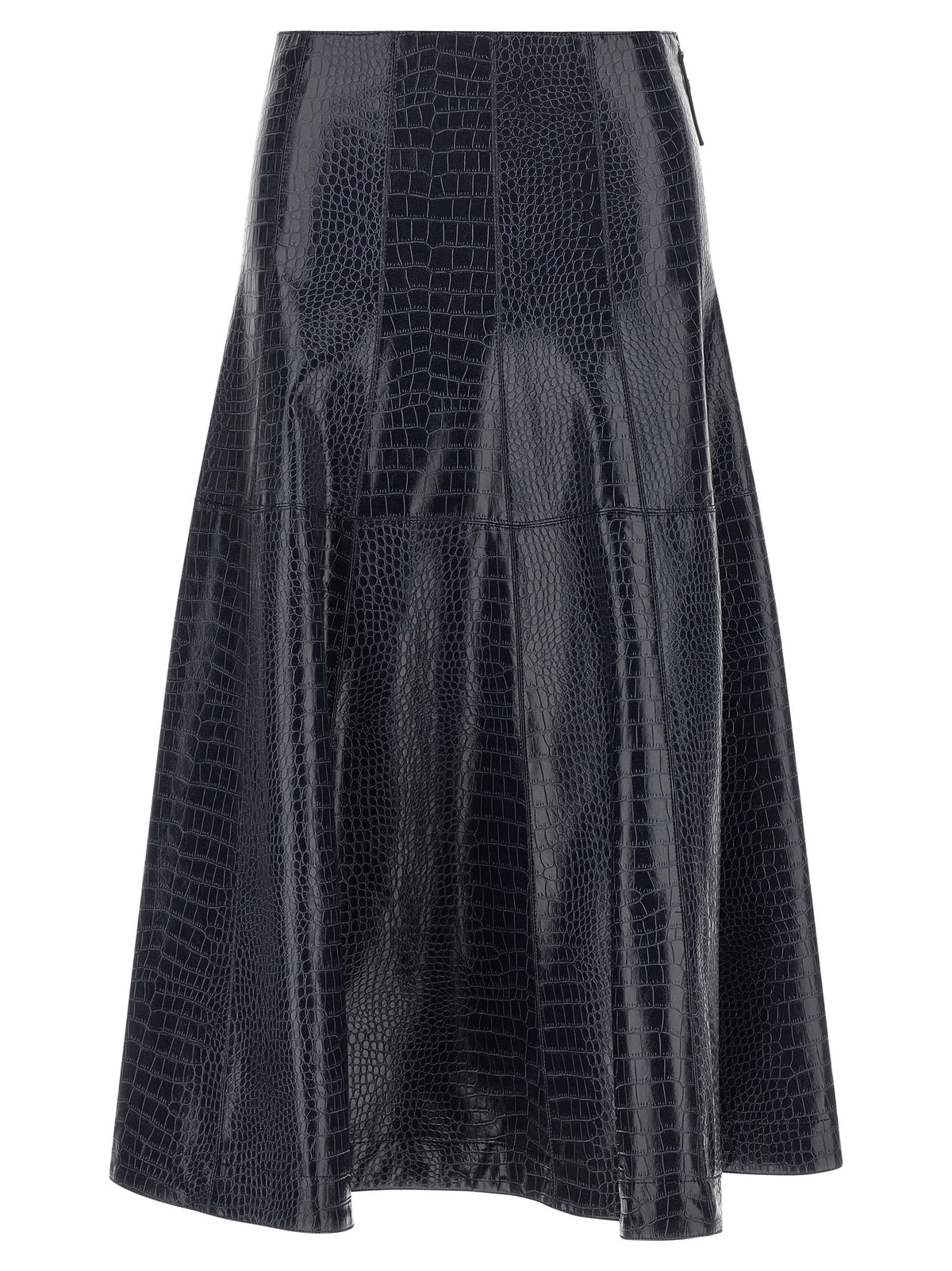 Blue Viscose Midi Skirt
