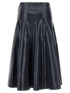 Blue Viscose Midi Skirt