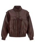 Brown Polyester Leather Jacket