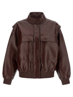 Brown Polyester Leather Jacket