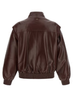 Brown Polyester Leather Jacket