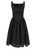 Black Polyester Midi Dress