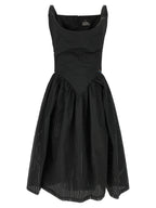 Black Polyester Midi Dress