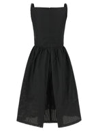 Black Polyester Midi Dress