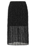 Black Polyester Midi Skirt