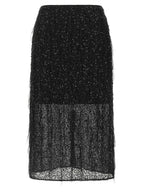 Black Polyester Midi Skirt