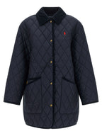 Blue Polyester Full-Length Jacket