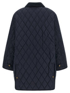 Blue Polyester Full-Length Jacket
