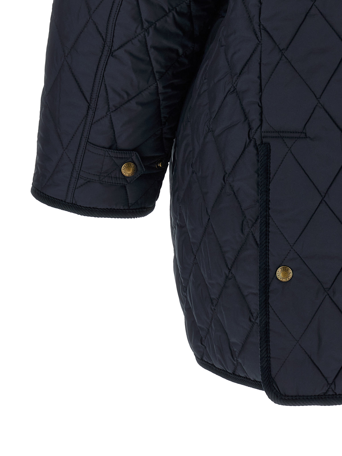Blue Polyester Full-Length Jacket