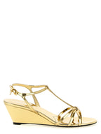 Gold Calfskin Wedge Sandals