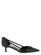 Black Goatskin Mid Heel Pumps