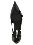 Black Goatskin Mid Heel Pumps