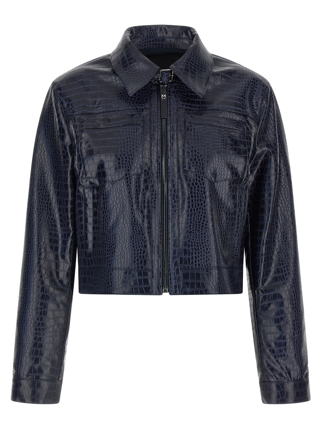 Blue Viscose Leather Jacket
