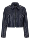 Blue Viscose Leather Jacket