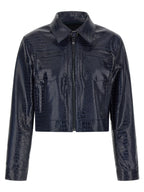 Blue Viscose Leather Jacket