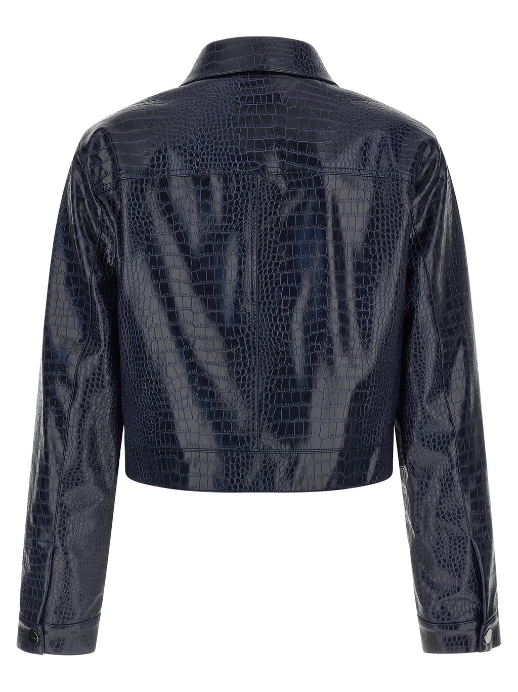 Blue Viscose Leather Jacket