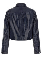 Blue Viscose Leather Jacket