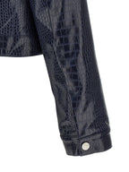 Blue Viscose Leather Jacket