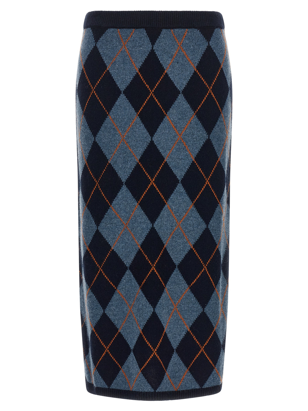 Blue Viscose Midi Skirt