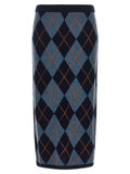 Blue Viscose Midi Skirt