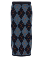 Blue Viscose Midi Skirt