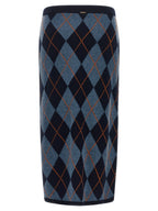 Blue Viscose Midi Skirt