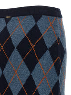 Blue Viscose Midi Skirt