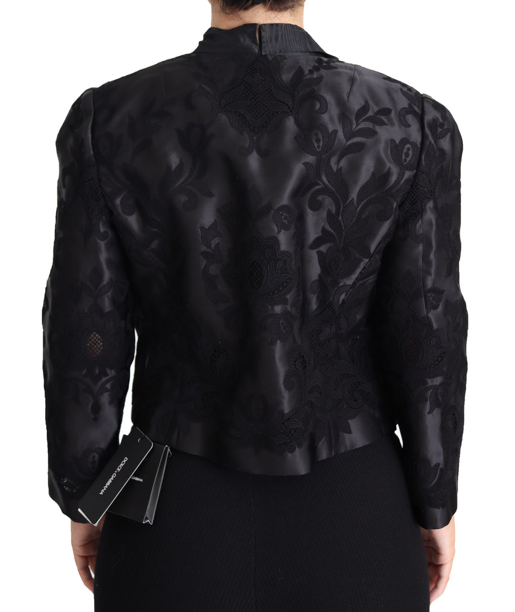 Black Lace Sheer Corset Organza Silk Jacket