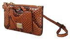 Brown Leather Coin Purse Wristlet Mirror AGNESE Wallet