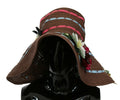 Brown Knitted Straw Floral Hat