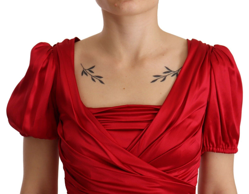 Red Silk Stretch Sheath Mermaid Gown Dress