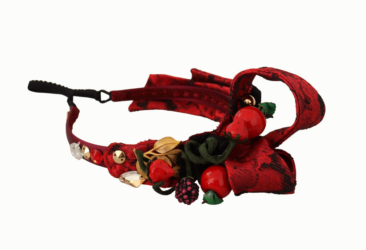 Cherry Silk Crystal Bow Logo Diadem Tiara Headband