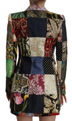 Multicolor Double-Breasted Patchwork Jacquard Blazer Jacket