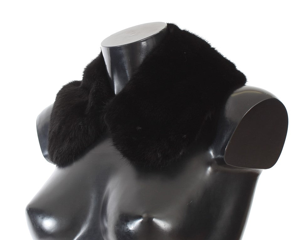 Black Mink Fur Shoulder Collar Scarf